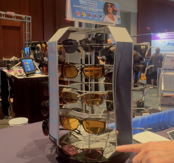 screenshot of contrast enhancing filter glasses on a display at 2024 ATIA Conference